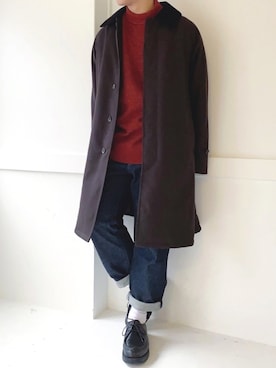 「アイテム（ステンカラーコート）」を使った、ぜっきーさん（メンズ・165cm・20代）の冬コーディネート