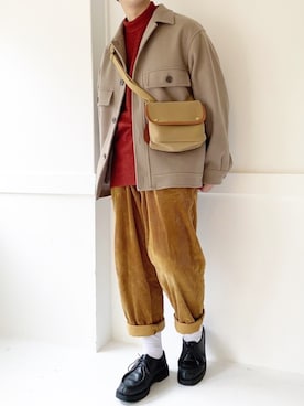 「Dickies（ディッキーズ）の【Dickies(ディッキーズ)】別注コーデュロイワイドパンツ（その他パンツ）」を使った、ぜっきーさん（メンズ・165cm）の冬コーディネート