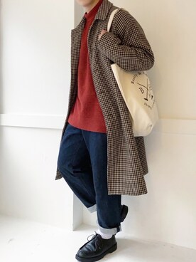 「アイテム（ステンカラーコート）」を使った、ぜっきーさん（メンズ・165cm・20代）の冬コーディネート