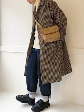 「アイテム（ステンカラーコート）」を使った、ぜっきーさん（メンズ・165cm・20代）の冬コーディネート