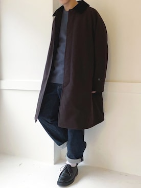 「アイテム（ステンカラーコート）」を使った、ぜっきーさん（メンズ・165cm・20代）の冬コーディネート