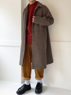 「アイテム（ステンカラーコート）」を使った、ぜっきーさん（メンズ・165cm・20代）の冬コーディネート