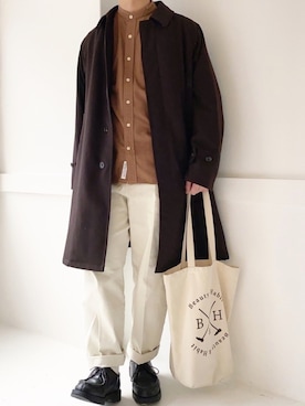 「アイテム（ステンカラーコート）」を使った、ぜっきーさん（メンズ・165cm・20代）の冬コーディネート