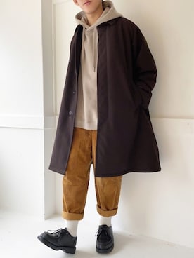 「Steven Alan（スティーブンアラン）のアイテム（ステンカラーコート）」を使った、ぜっきーさん（メンズ・165cm）の冬コーディネート