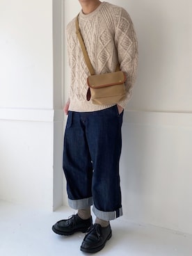 「MHL.」｜「アイテム（その他シューズ）」を使った、ぜっきーさん（メンズ・165cm）の冬コーディネート