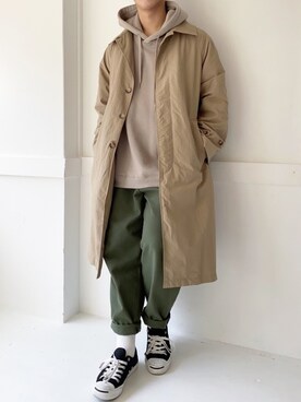「アイテム（ステンカラーコート）」を使った、ぜっきーさん（メンズ・165cm・20代）の冬コーディネート