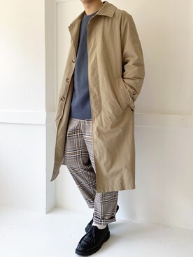 「アイテム（ステンカラーコート）」を使った、ぜっきーさん（メンズ・165cm・20代）の春コーディネート