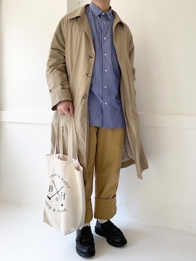 「アイテム（ステンカラーコート）」を使った、ぜっきーさん（メンズ・165cm・20代）の春コーディネート