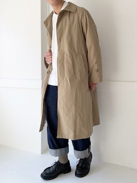 「アイテム（ステンカラーコート）」を使った、ぜっきーさん（メンズ・165cm・20代）の春コーディネート