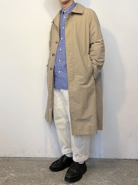 「アイテム（ステンカラーコート）」を使った、ぜっきーさん（メンズ・165cm・20代）の春コーディネート