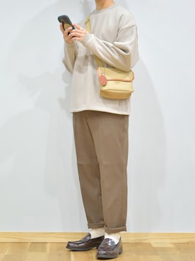 「GU（ジーユー）のアイテム（スラックス）」を使った、ぜっきーさん（メンズ・165cm）の秋コーディネート