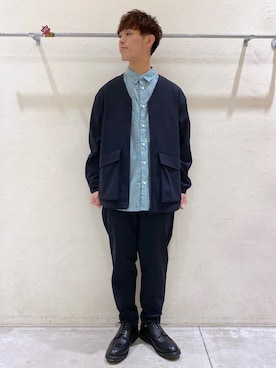 「ノーカラージャケット」｜ぜっきーさん（メンズ・165cm）の冬コーディネート