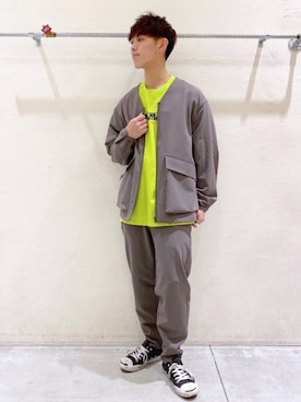 「ノーカラージャケット」｜ぜっきーさん（メンズ・165cm）の冬コーディネート