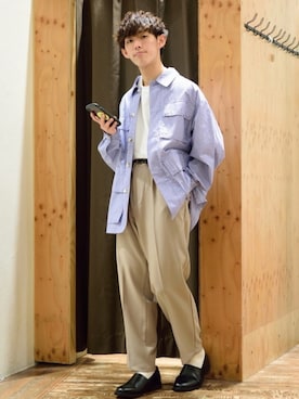 「niko and...（ニコアンド）のアイテム（その他アウター）」を使った、ぜっきーさん（メンズ・165cm・20代）の春コーディネート