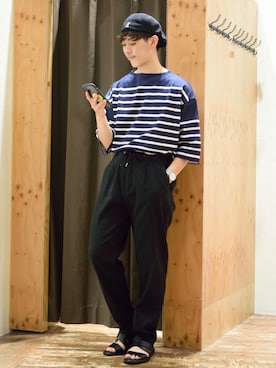 「KANGOL（カンゴール）のアイテム（ハンチング/ベレー帽）」を使った、ぜっきーさん（メンズ・165cm）の春コーディネート