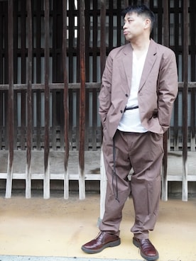 「秋のコーデ」｜「UNIQLO（ユニクロ）のアイテム（セットアップ）」を使った、英伸さん（メンズ・171cm）の秋コーディネート