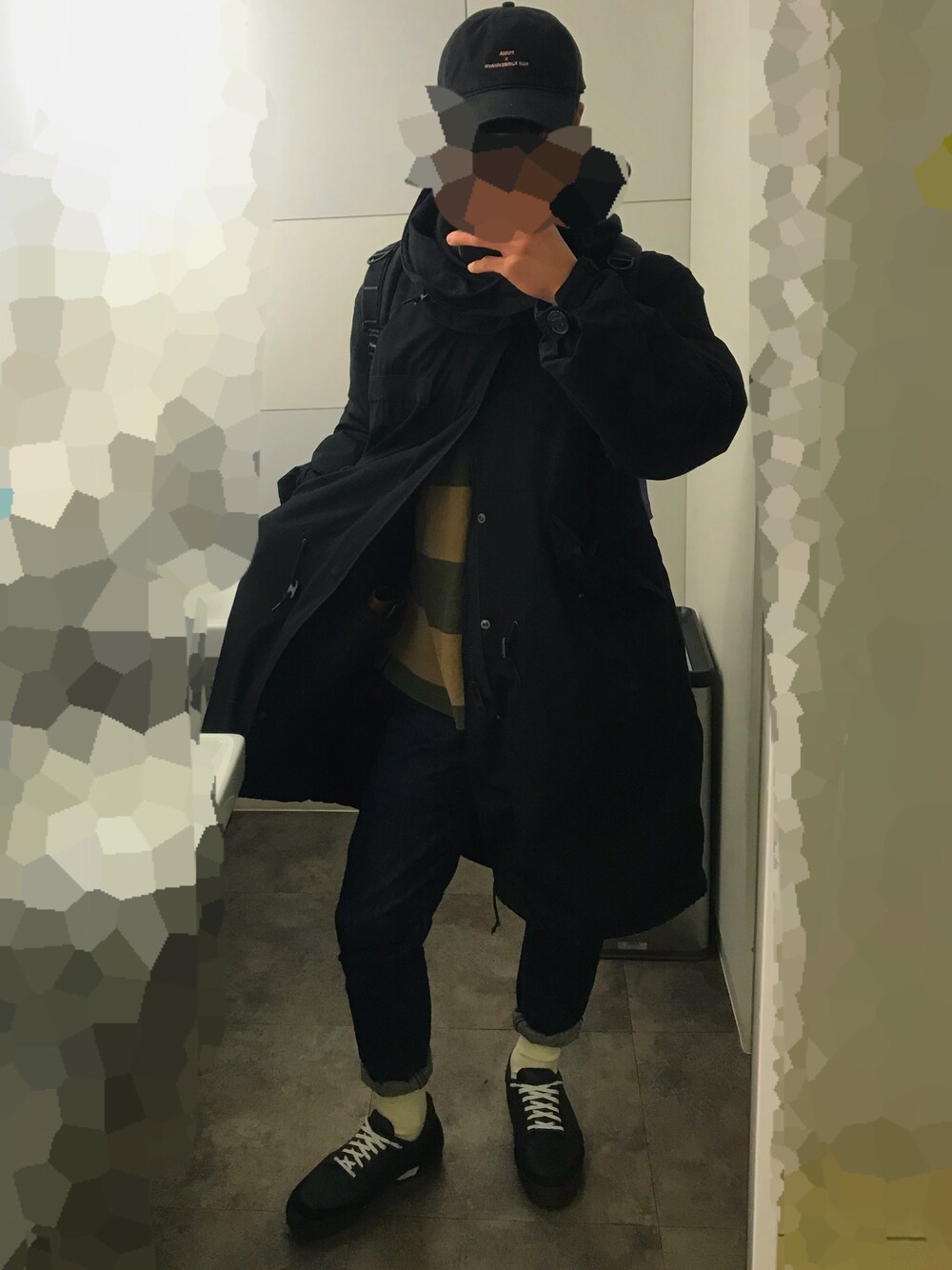 「CANTERBURY、JAPANBLUEJEANS、PUMA、puma×ハンコペンハーゲン、ZDA」｜「schottのSchott/ショット/M-51 SHELL PARKA/M-51シェルパーカー（モッズコート、ブラック系）」を使った、とーるさん（メンズ・171cm）の冬コーディネートの1枚目の写真