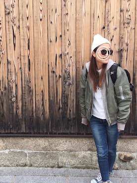 「ドラフトアングリッド」｜「アイテム（MA-1）」を使った、sykさん（レディース・155cm）の春コーディネート