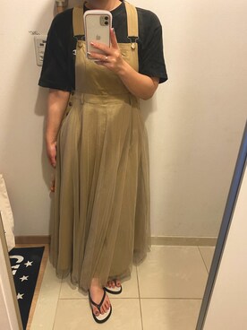 「しまむら（シマムラ）のアイテム（ビーチサンダル）」を使った、u-maさん（レディース・155cm）の夏コーディネート