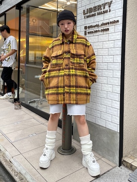 「ルーズソックス」｜「アイテム（その他アウター）」を使った、フクマルさん（レディース・153cm）の秋コーディネート