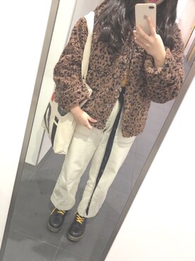 「MURUA（ムルーア）のオーバーボアＧジャン（ブルゾン）」を使った、유아さん（レディース・153cm）の冬コーディネート