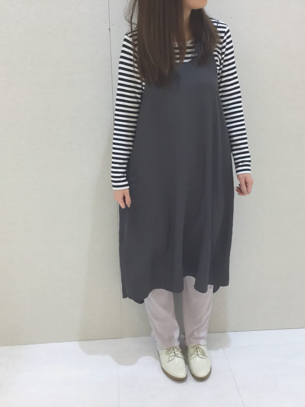 「靴下屋、春コーデ、レギンス、春」｜「無印良品のアイテム（Tシャツ/カットソー、その他）」を使った、ちぃさん（レディース・160cm）の春コーディネートの1枚目の写真