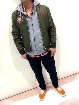 「いいね返し」｜「アイテム（MA-1）」を使った、ちょろぎa.k.aゆあパパさん（メンズ・165cm）の冬コーディネート