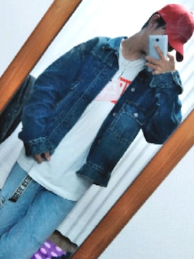 「ストリート系」｜「アイテム（デニムジャケット）」を使った、やまりゅーさん（メンズ・160cm）の春コーディネート