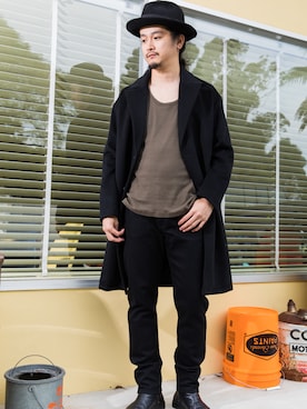 「オーバーコート」｜「アイテム（チェスターコート）」を使った、fukusima613さん（メンズ・175cm）の秋コーディネート