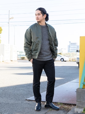 「WEGO（ウィゴー）のアイテム（MA-1）」を使った、fukusima613さん（メンズ・175cm）の冬コーディネート