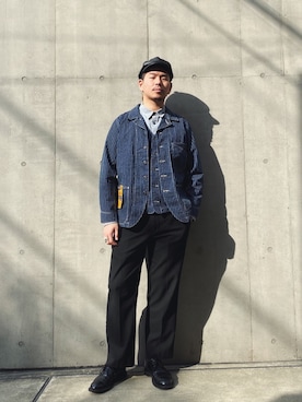 「SCHOTT」｜「アイテム（カバーオール）」を使った、ミチさん（メンズ・182cm）の秋コーディネート