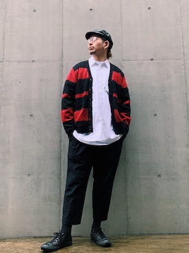 カーディガン ボレロを使った 赤チェック のメンズ人気ファッションコーディネート ユーザー ショップスタッフ Wear