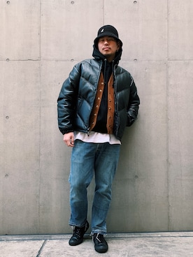 「schott(ショット)のアイテム(ダウンジャケット/コート)」を使った、ミチさん(メンズ・182cm)の冬コーディネート