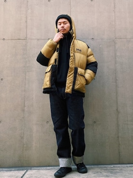 「schott(ショット)のアイテム(ダウンジャケット/コート)」を使った、ミチさん(メンズ・182cm)の冬コーディネート