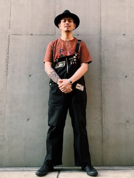 「schott（ショット）のアイテム（サロペット/オーバーオール）」を使った、ミチさん（メンズ・182cm）の春コーディネート