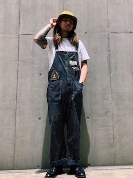 「schott（ショット）のアイテム（オールインワン・サロペット）」を使った、ミチさん（メンズ・182cm）の夏コーディネート