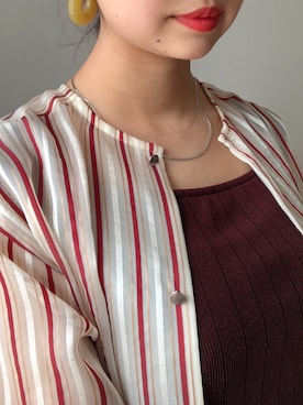 「ノーカラーシャツ」｜「アイテム（ワンピース/ドレス）」を使った、UKIさん（レディース・155cm）の夏コーディネート