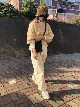 「DANTON（ダントン）のアイテム（パンツ）」を使った、UKIさん（レディース・155cm）の秋コーディネート