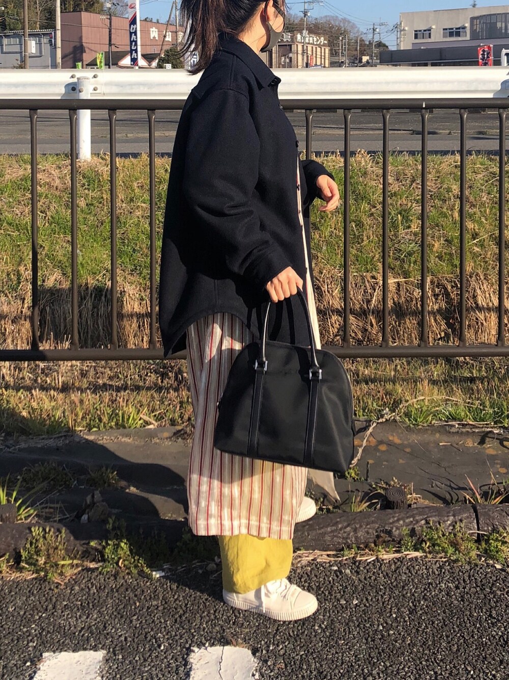.9337【希少デザイン】Y-3☆ワンポイントロゴ袖ストライプコート　美品 9337【希少デザイン】Y-3☆ワンポイントロゴ袖ストライプコート美品