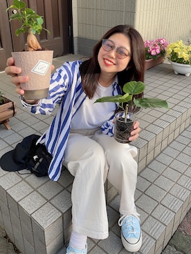 「DANTON（ダントン）のアイテム（パンツ）」を使った、UKIさん（レディース・155cm）の春コーディネート