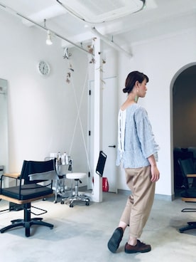 「DANTON（ダントン）のアイテム（チノパンツ）」を使った、ayumiさん（レディース・163cm）の夏コーディネート