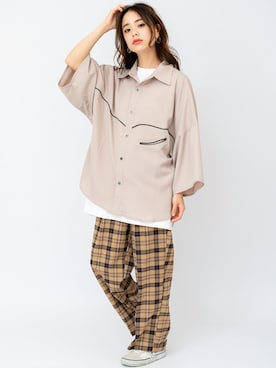 「DEVICE（デバイス）のアイテム（パンツ）」を使った、WACHOさん（レディース・156cm）の夏コーディネート