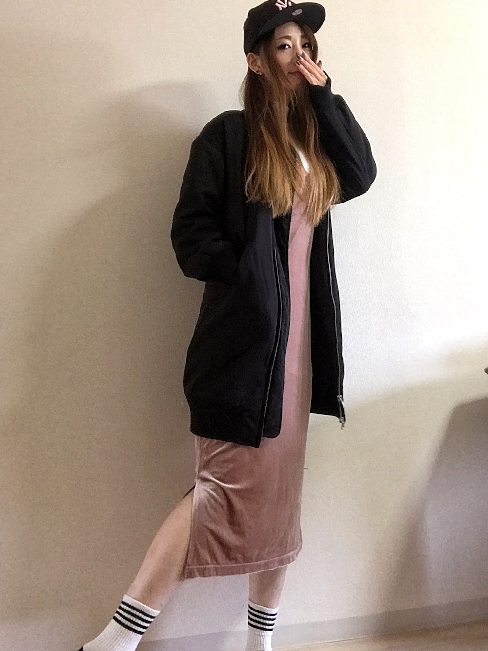 「オトナ女子」｜「jouetieの【CASUAL】ロングMA-1（スタジャン、ブラック系）」を使った、ピザ子@ゆるーく更新さん（レディース・167cm）の秋コーディネートの1枚目の写真