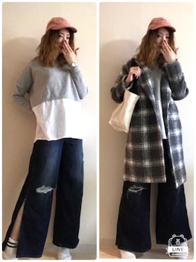 「コーデュロイキャップ」｜ピザ子@ゆるーく更新さん（レディース・167cm）の冬コーディネート