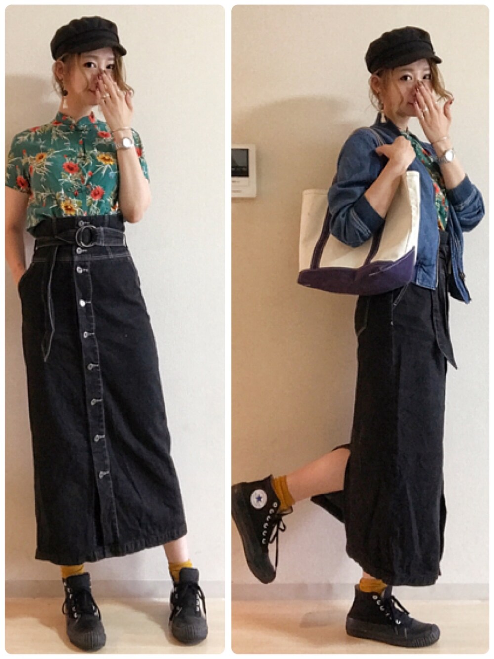 ピザ子@ゆるーく更新さんの「デニムナロースカート（mysty woman）」を使ったコーディネート