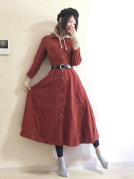 「ヴィンテージワンピース」｜「アイテム（帽子）」を使った、ピザ子@ゆるーく更新さん（レディース・167cm）の冬コーディネート