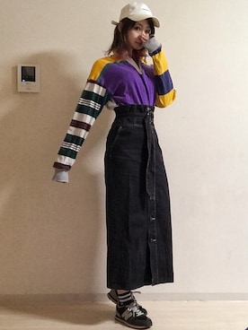 「COLUMBIAKNIT（コロンビアニット）のアイテム」を使った、ピザ子@ゆるーく更新さん（レディース・167cm）の春コーディネート