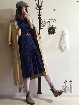 「レトロワンピース」｜「アイテム（ジャケット/アウター）」を使った、ピザ子@ゆるーく更新さん（レディース・167cm）の秋コーディネート