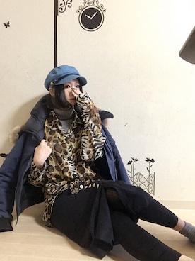 「マリンキャップ」｜「アイテム（ダウンジャケット/コート）」を使った、ピザ子@ゆるーく更新さん（レディース・167cm）の冬コーディネート