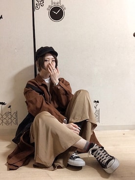 「CONVERSE（コンバース）のconverse コンバース ALL STAR HI オールスター ハイ 3206 BLACK(US)（スニーカー）」を使った、ピザ子@ゆるーく更新さん（レディース・167cm・30代）の春コーディネート
